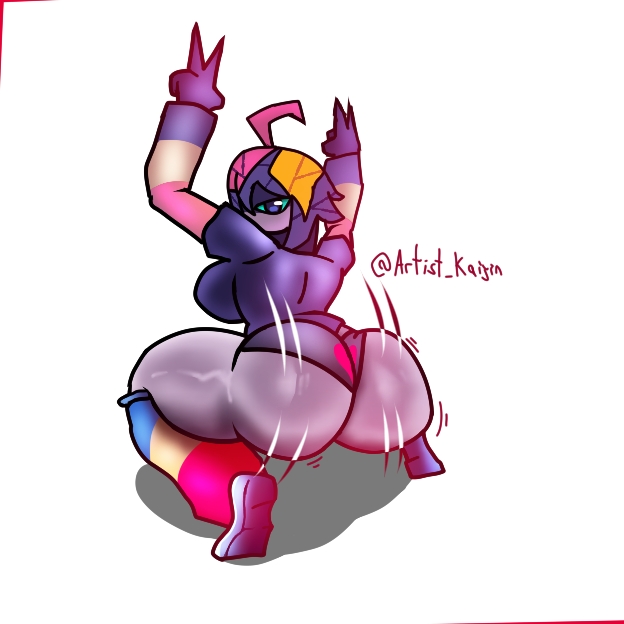 1girls, agetha (kaaatie), artist kaijin, ass, ass focus, big ass, dangerous forest, female, female only, fundamental paper education, heart panties, looking at viewer, panties, twerking, victory sign