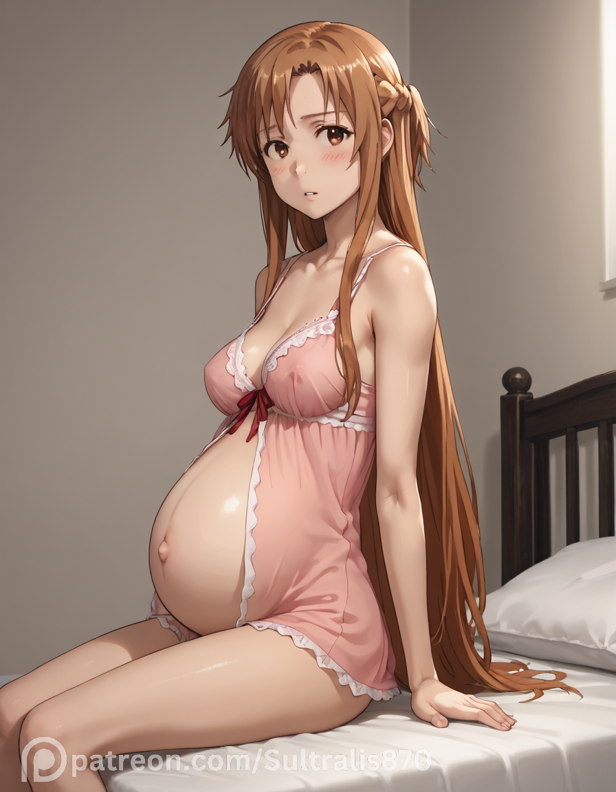 ai_generated blonde_hair long long_hair pregnant pregnant_female smiling sultralis sword_art_online yuuki_asuna