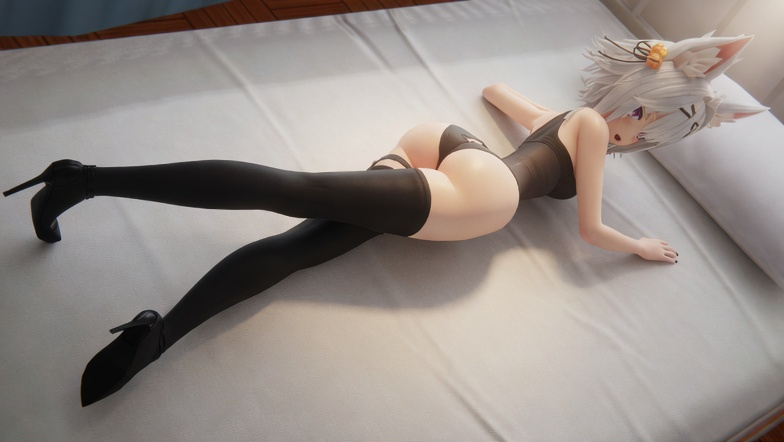 1girls 3d 3d_(artwork) 3d_render ai_assisted ass bed bedroom big_ass big_butt breasts butt cat_ears cat_girl catgirl clothed crossed_legs female female_focus female_only filian filian_(vtuber) gerwazy high_heels hips indie_virtual_youtuber koikatsu laying_down laying_on_bed laying_on_stomach leotard purple_eyes rindo_(vrchat) small_image smiling smiling_at_viewer streamer tagme thicc_thighs thigh_highs thighhighs thighs virtual_youtuber vtuber white_hair