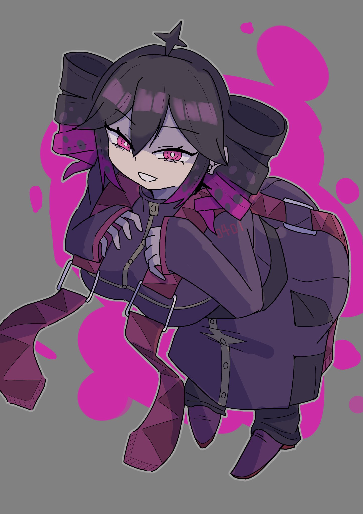 1girls, 2d, 2d (artwork), ahoge, alternate body type, ass, ass visible from the front, bending over, bent over, big ass, big breasts, black hair, breasts, clothed, clothed female, clothing, curvaceous, curvy, curvy female, curvy figure, dark teto, dress, earrings, eyelashes, female, female only, fully clothed, hands on breasts, hips wider than shoulders, huge ass, huge breasts, kasane teto, large ass, large breasts, leaning, leaning forward, mv character, plump, plump breasts, pose, posing, qna (utau), red eyes, red hair, robe, seductive, seductive look, seductive smile, simple background, smile, solo, solo female, suggestive, suggestive pose, twin drills, two-tone hair, utau, voluptuous, voluptuous female, wide hips