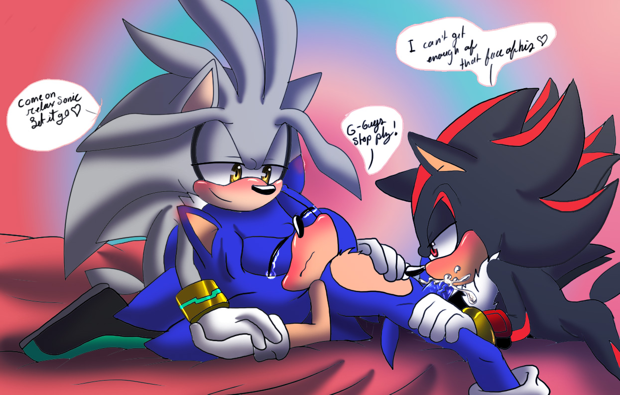 !, angelofhapiness, anthro, ass, balls, bed, big eyes, big head, black fur, blue fur, blush, blushing, closed eyes, clothing, crying, cum, cum in mouth, cum inside, cum on face, cum on penis, dialogue, ear blush, english text, erection, fellatio, footwear, forced, forced yaoi, fur, gloves, grey fur, group, group sex, half-closed eyes, hand holding, hand on stomach, hedgehog, looking down, lying, male, mammal, nude, on back, on front, oral, orgasm, penis, pointy ears, quills, red eyes, red fur, reverse forced fellatio, reverse forced oral, reverse rape, sega, sex, shadow, shadow the hedgehog, shoes, silver the hedgehog, sitting, smile, sonadow, sonic (series), sonic the hedgehog, sonic the hedgehog (series), sucking, tears, text, threesome, vein, veiny penis, video games, yaoi, yellow eyes