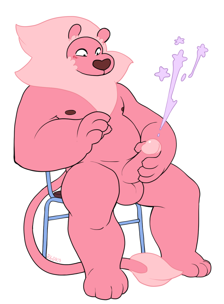 1boy anthro blush cartoon_network cum cumshot ejaculation erection feline fur furry hair lion lion_(steven_universe) male male_only mammal masturbation nipples paws penis pink_fur redic-nomad sitting slightly_chubby solo star steven_universe