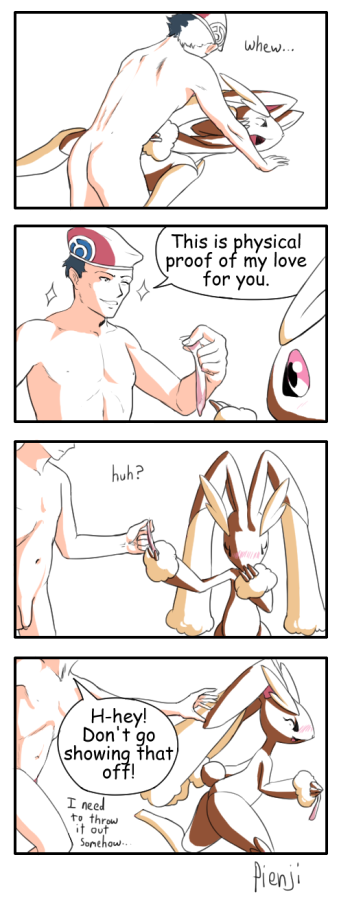 condom hat human lagomorph lopunny mammal nintendo pienji pokemon pokemon_(species) rabbit sex video_games