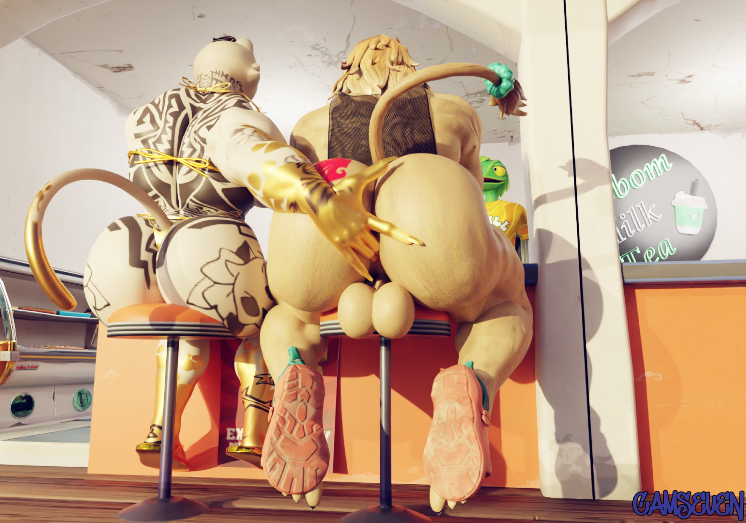 3boys, anal fingering, anthro, ass, ass focus, balls, bara, big ass, big balls, big butt, bubble ass, bubble butt, butt focus, camseven, fat ass, fat butt, felid, feline, felis, fingering, fortnite, furry, furry male, furry only, gay, huge ass, huge butt, kingston (fortnite), large ass, large butt, lion, male, male only, male/male, meowdas, muscular, muscular male, rear view, sandals, sitting, tail, thick ass, thick butt, ziggy (fortnite)