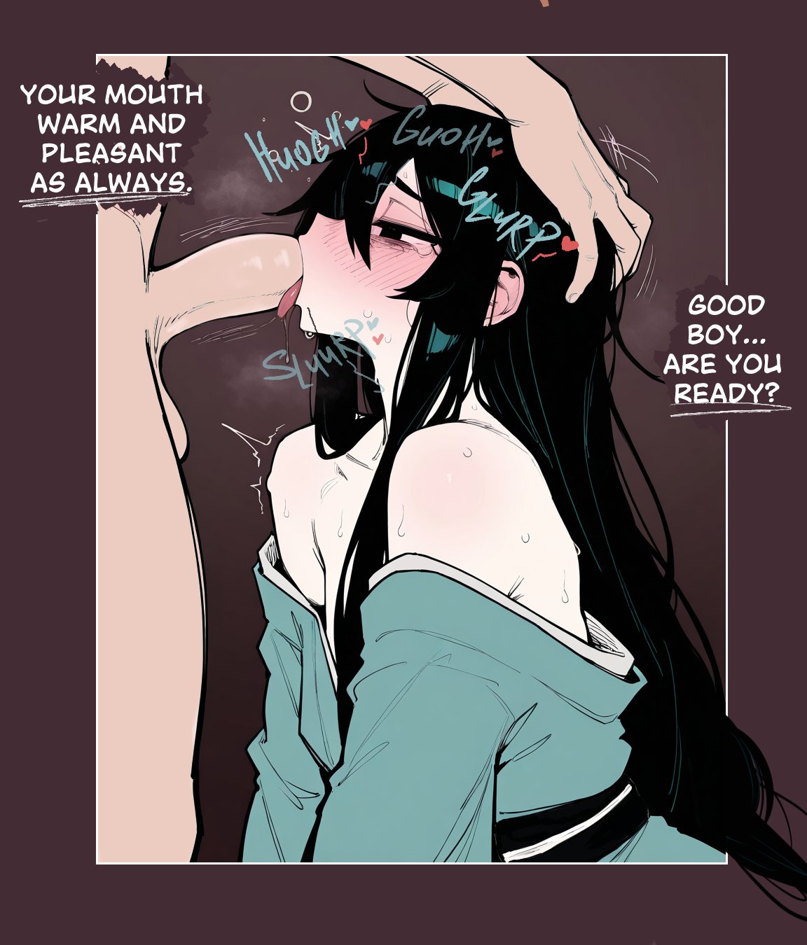 2boys, ai generated, black hair, blush, clothed, dialogue, fellatio, femboy, good boy, irrumatio, long hair, oral, oral sex, penis, praise, tagme, tongue, tongue out, whinyzza, yaoi