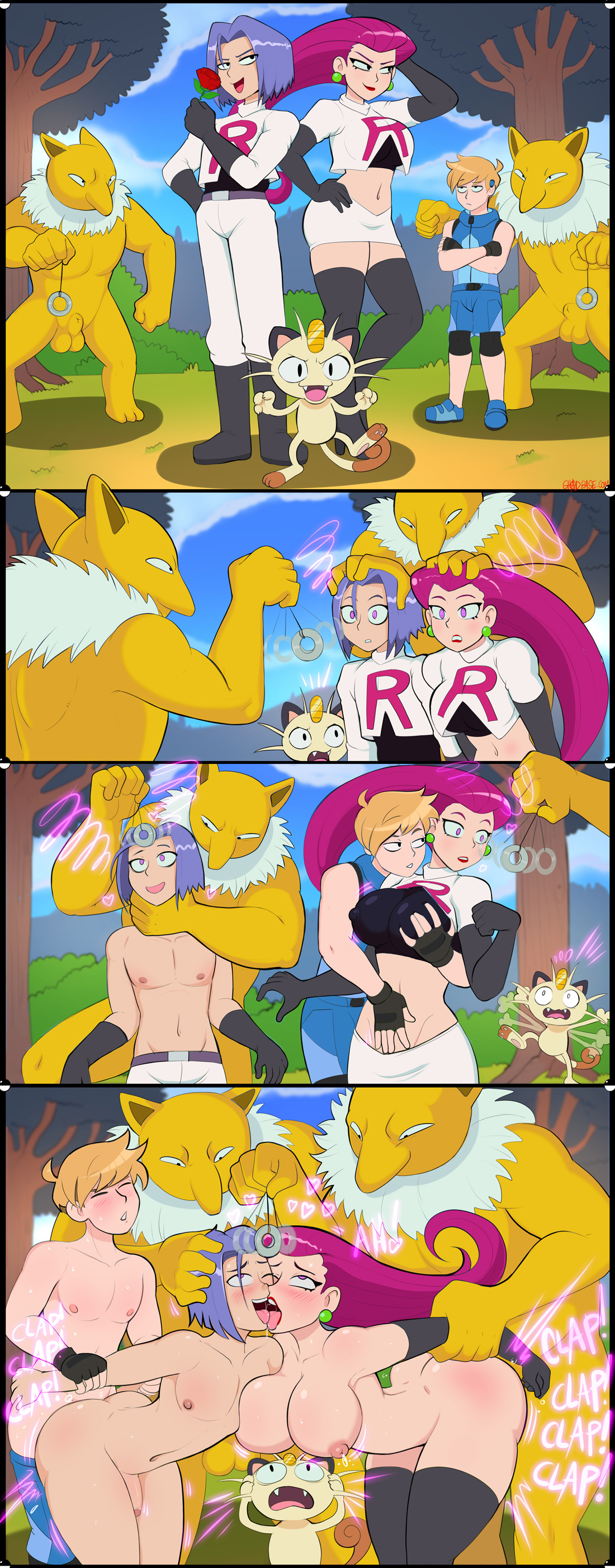 1girls, 2boys, anime, antagonist, anthro, anthro on female, anthro on human, anthro penetrating, arms pulled back, armwear, ass, bare chest, before and after, bending forward, bending over, big ass, big breasts, blue hair, blush, both sexes in same position, boy ass, breastmilk, breasts, breasts out, child bearing hips, comic, comic strip, confidence, confident, crop top, cropped shirt, defeated, defeated villain, defeated villainess, dripping breasts, earrings, enjoying, enjoying rape, enjoying sex, entranced, eyes rolling back, faces touching, femboy, femboy on male, fingerless gloves, flat chest, forced to watch, from behind, from behind position, gay, gay anal, gay domination, gay sex, groping, groping breasts, groping through clothes, hand on throat, heads together, heart, holding head, holding throat, hourglass figure, hourglass figured female, hypno, hypnosis, hypnotic eyes, hypnotized sex, james (pokemon), jessie (pokemon), lipstick, long gloves, male penetrating male, master, meowth, mind alteration, mind break, mind control, mindbreak, naked, naked female, naked male, nude, nude female, nude male, open mouth, original character, overpowered, owned, pants down, pants pulled down, penis, pokemon, pokemon (species), pokemon trainer, practically nude, psychic type, purple eyes, purple hair, rape slave, red lipstick, sex, sex from behind, shadman, shirtless, shocked, shocked expression, shocked eyes, short skirt, skirt, slave, slaves, smooth skin, smooth skinned male, submissive, submissive female, submissive male, tank top, team rocket, thick ass, thick thighs, thigh boots, thigh highs, thigh highs only, thighhighs, thighhighs only, tongue, tongue out, tongues touching, trance, twink, undressed, undressed by others, undressing, undressing another, useless penis, wide hips