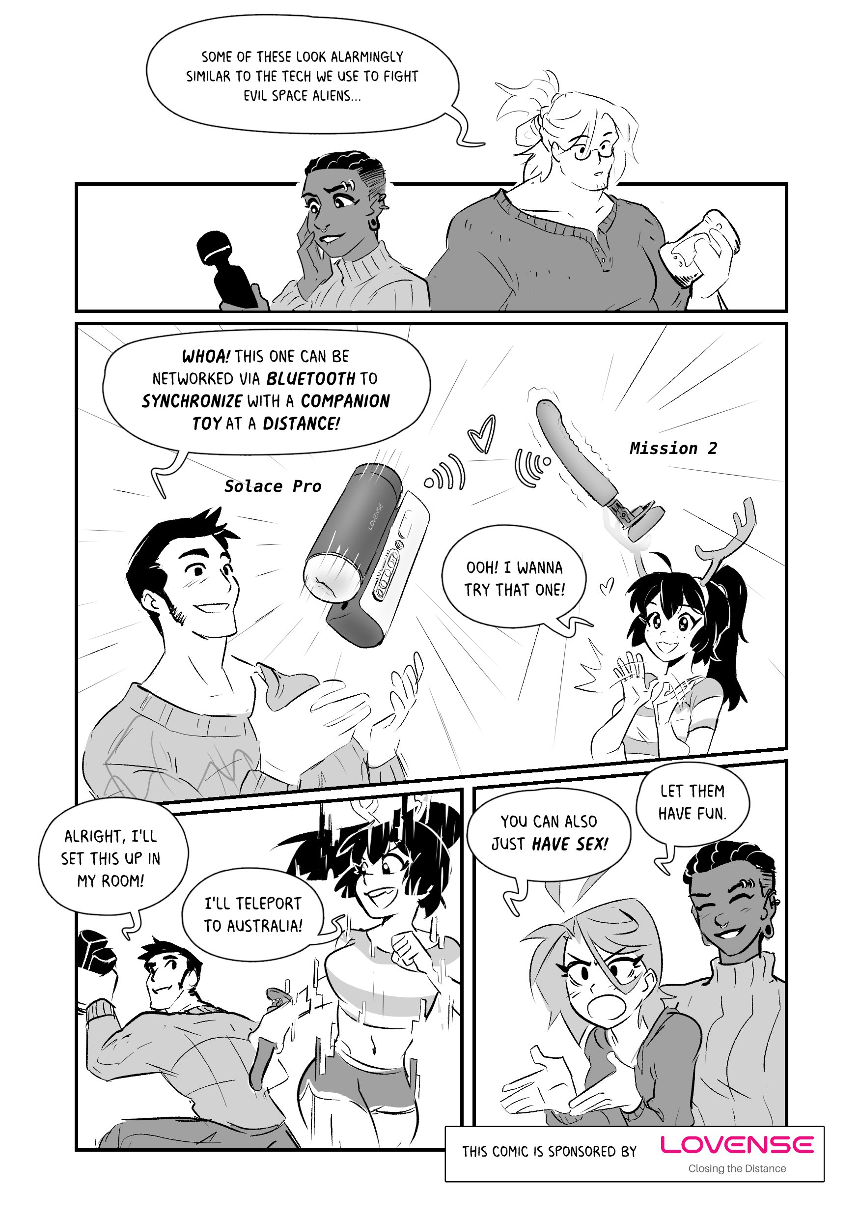 2girls, 3boys, actiranger blue (spicymancer), actiranger green (spicymancer), actiranger pink (spicymancer), actiranger red (spicymancer), actiranger yellow (spicymancer), actirangers, asian female, christmas, dark skin, dark-skinned female, hitachi magic wand, light skin, light-skinned female, lovense, lovense mission 2, lovense solace pro, onahole, ponytail, spicymancer, sweater, teleportation, vibrator