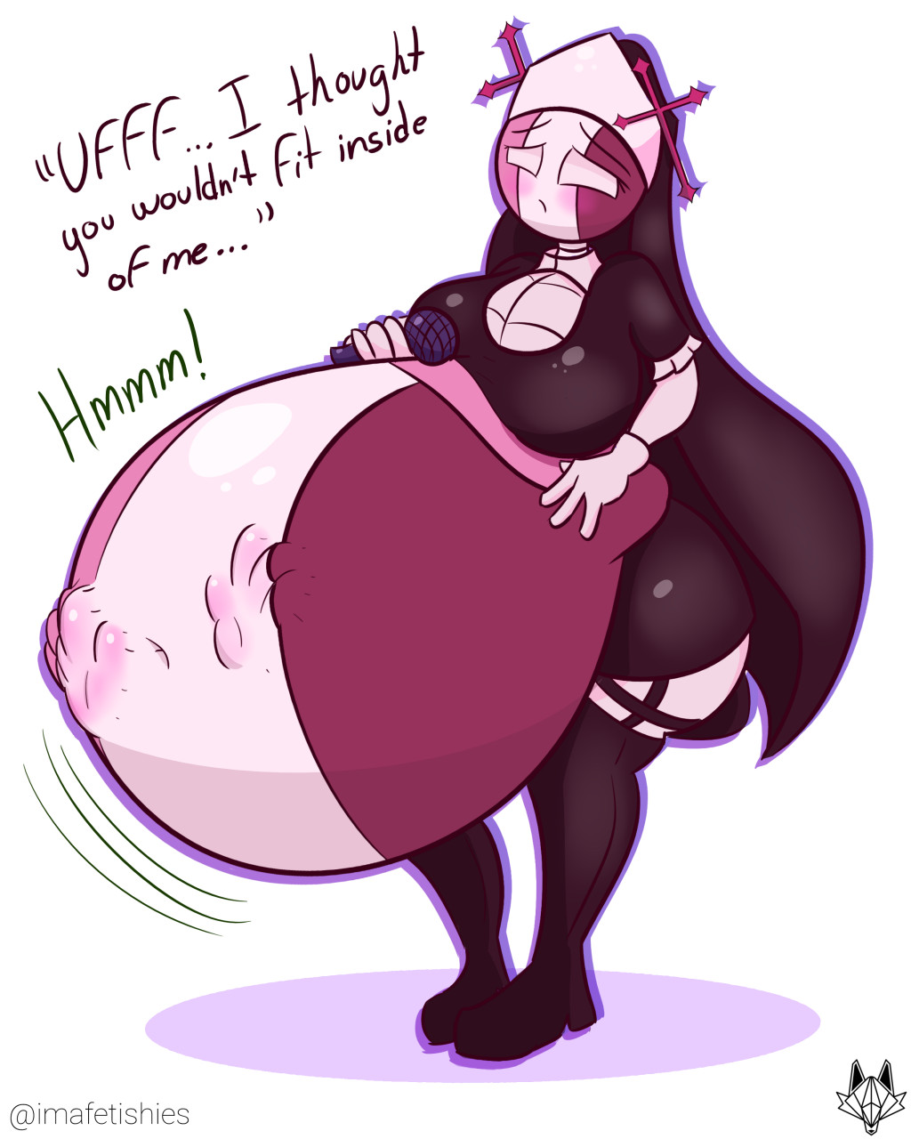 belly bulge, big ass, big belly, big breasts, friday night funkin, friday night funkin mod, hyper, hyper belly, nun, nun hat, nun outfit, same size vore, sarvente, sarvente (dokki.doodlez), sarvente (fnf mod), sarvente (friday night funkin), vore, vore belly