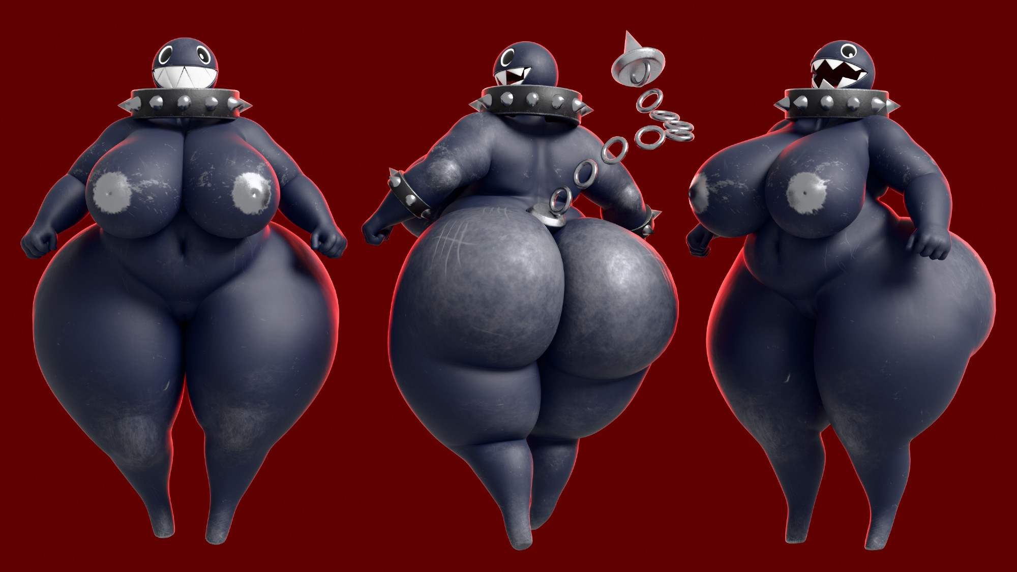 big ass, big breasts, breasts, bubble ass, bubble butt, chain chomp, cleavage, female, furry, gigi (thecoatl034), huge ass, huge breasts, hyper ass, metal nipples, nipples, nub feet, spiked bracelet, spiked collar, thick thighs, wide hips, zoidberg656