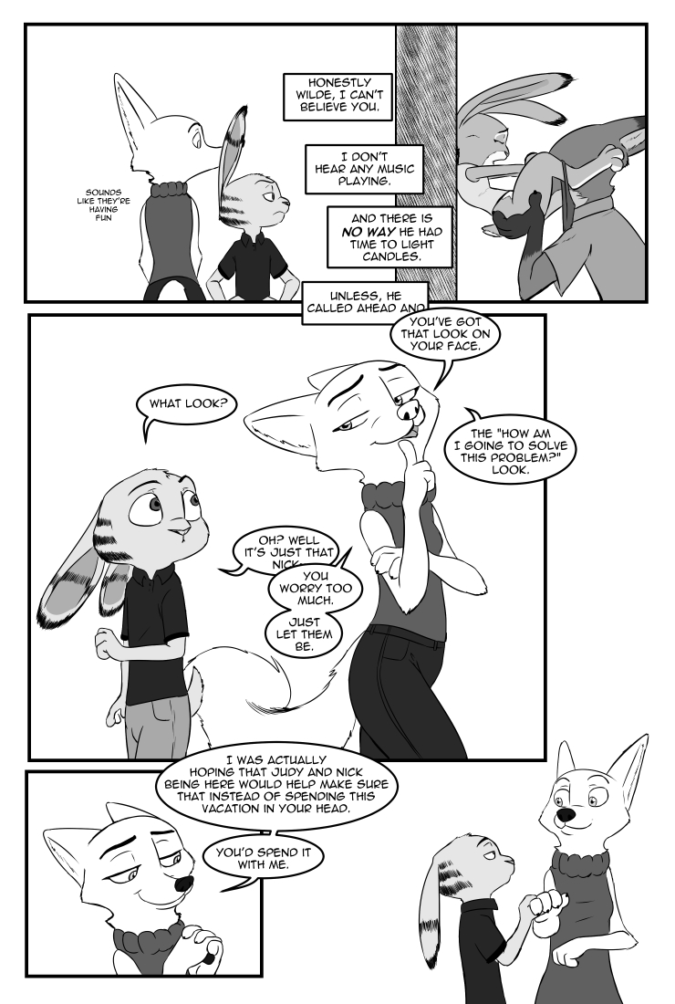 2017 against_wall akiric anthro arctic_fox black_and_white canine carrying clothed clothing comic cunnilingus dialogue disney english_text female fox greyscale group jack_savage judy_hopps lagomorph male mammal monochrome nick_wilde oral panties panties_around_one_leg rabbit sex skye_(zootopia) straight text underwear underwear_around_one_leg vaginal_penetration zootopia