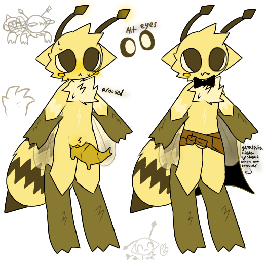 alien_genitalia animal_humanoid antennae anthro bee bee_boy bee_humanoid blush bowtie bug bug_arms bug_penis cape chest_fur clawed_fingers hair_tuft head_spikes incredibox_mod insect_wings male reference_sheet retractable_penis sheath simon_(sprunki) spiky_fur sprunki stinger white_background wings yellow_(sprunki) yellow_fur yellow_penis