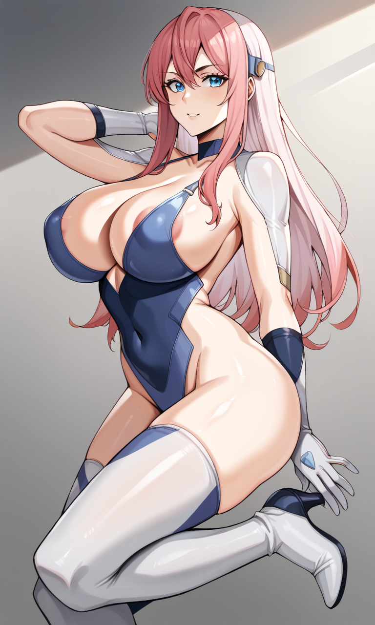 1girls ai_generated areolae areolae_slip big_breasts birdy_cephon_altera birdy_the_mighty breasts canon_genderswap curvy female female_only humanoid large_breasts light-skinned_female light_skin long_hair multicolored_hair nipple_slip nipples pink_hair solo two_tone_hair white_background white_hair wide_hips