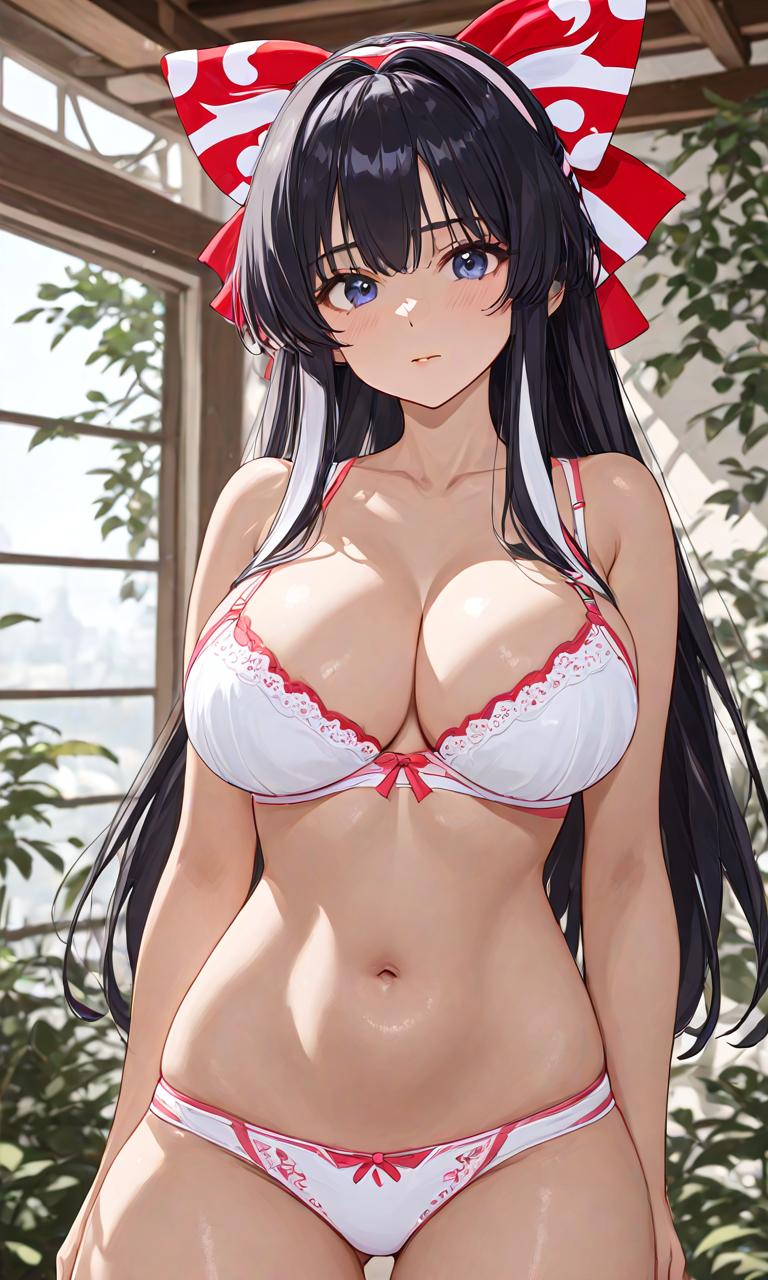 1girls ai_generated big_breasts black_hair bra breasts busty cleavage female female_only hair_ribbon king_of_fighters legs long_hair looking_at_viewer nakoruru navel panties samurai_shodown snk solo thighs toned voluptuous white_bra white_panties