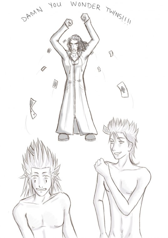 axel_(kingdom_hearts) demyx disney kingdom_hearts male_only monochrome square_enix tagme xaldin