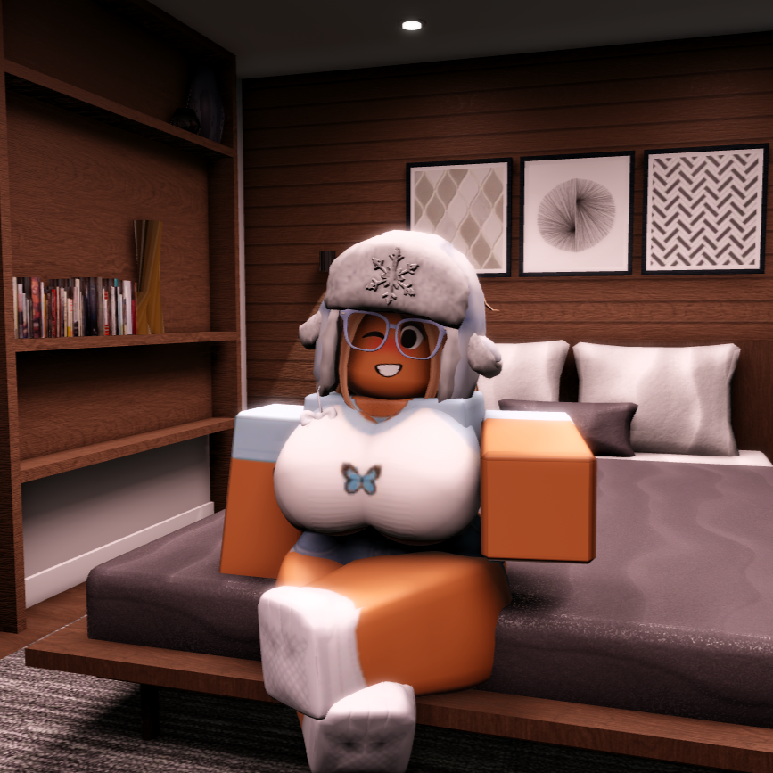 1girls 3d bed bedroom big_ass big_breasts blonde_hair breasts clothed clothing cute female glasses large_breasts looking_at_viewer roblox robloxian self_upload sitting smg32 tagme tan_skin thick_thighs ushanka