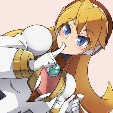 1girls alia blonde_hair blue_eyes diagonal_angle female gtmwd hand_on_mouth hand_up hands_up jpeg long_hair lowres mega_man mega_man_x mega_man_x_dive robot_girl small_breasts solo white_gloves