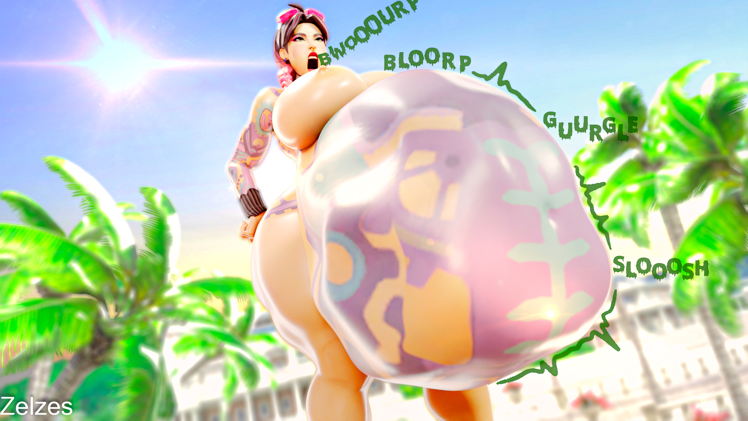 1girls, 3d, ambiguous prey, ass, beach jules, belly bulge, big ass, big belly, big breasts, big thighs, breasts, burping, dark skin, dark-skinned female, female, female focus, female pred, fortnite, fortnite: battle royale, implied vore, jules (fortnite), stomach noises, vore, vore belly, zelzes