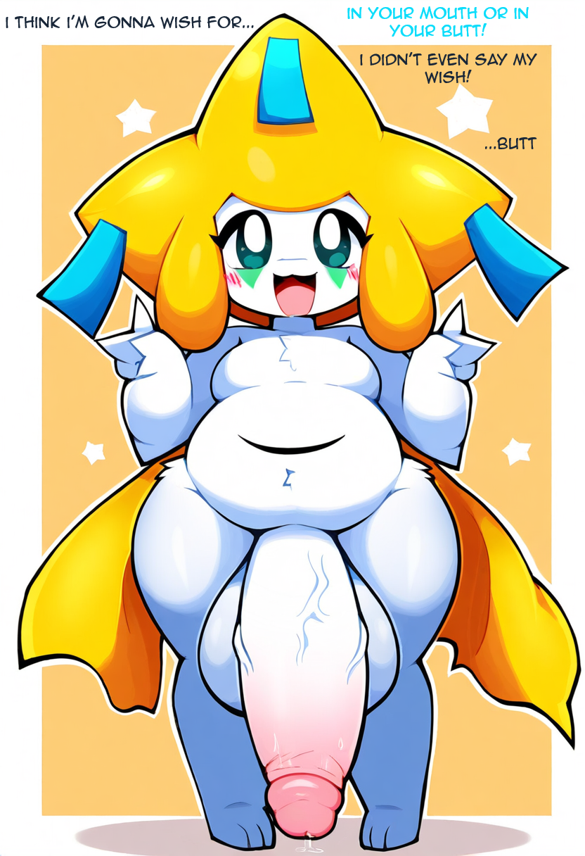 absurd_res ai_generated anthro balls belly big_balls big_penis blue_body blush bodily_fluids foreskin front_view generation_3_pokemon genital_fluids genitals gesture hellsonger hi_res huge_balls huge_cock humanoid_genitalia humanoid_penis jirachi legendary_pokemon looking_at_viewer male navel nintendo nude open_mouth overweight overweight_anthro penis pokemon pokemon_(species) pokemorph precum short_stack simple_background slightly_chubby smile solo standing teapot_(body_type) thick_thighs tongue v_sign vein white_body wide_hips