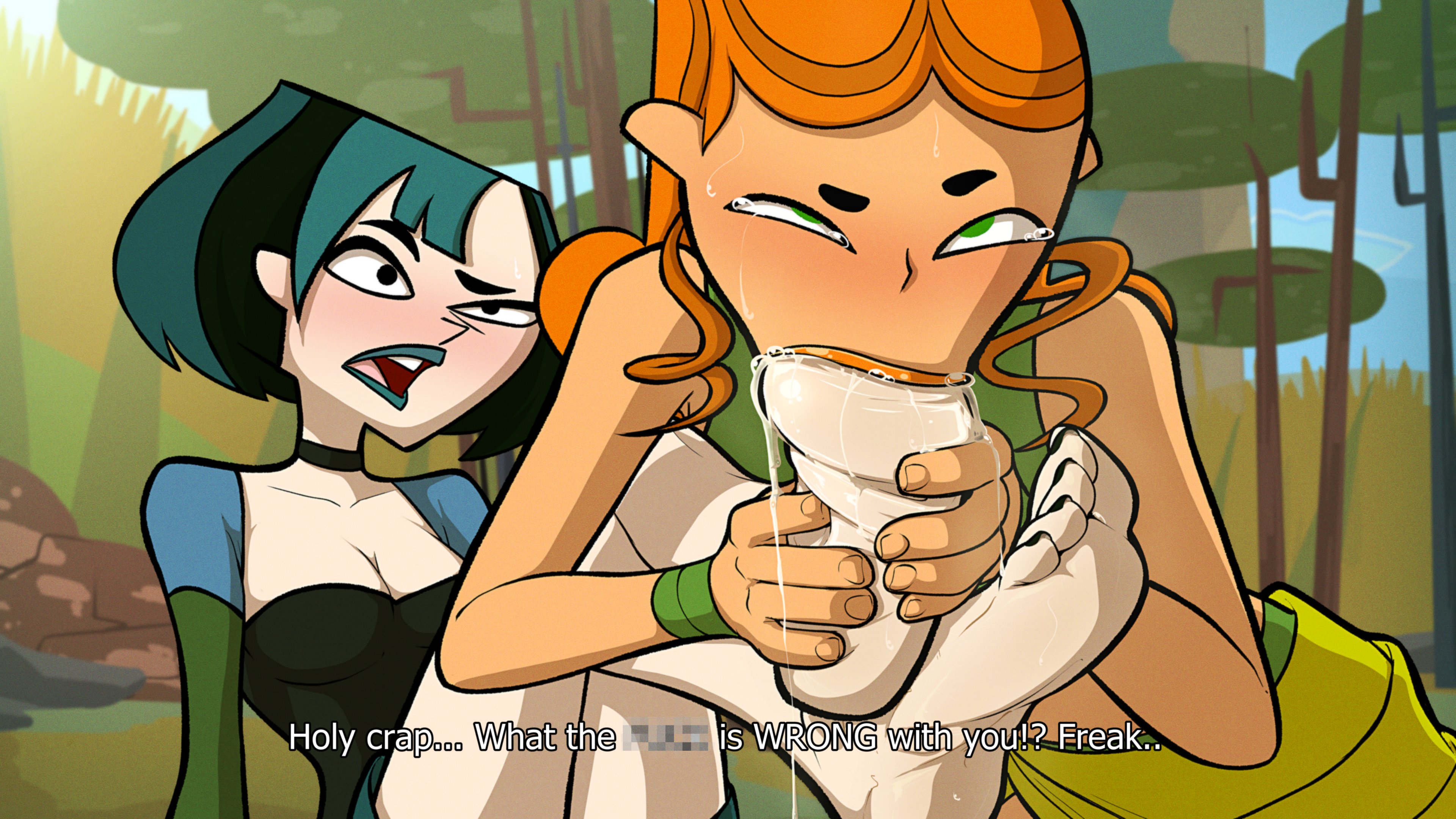 feet, female, foot fetish, foot focus, foot worship, gwen (tdi), izzy (tdi), kiryu-sketchbook, saliva, total drama island