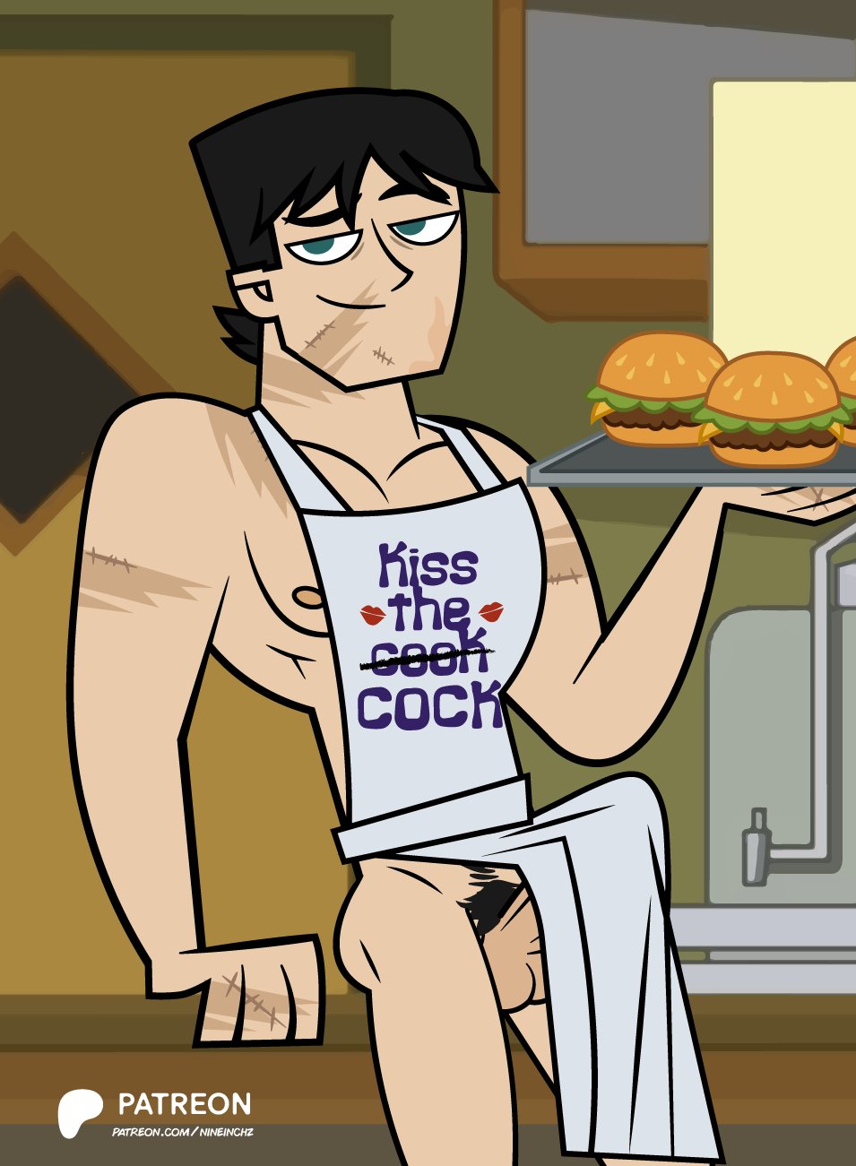 1boy apron beefy big_penis black_hair burger cocky daddy disventure_camp gay lad male_only manly muscles muscular penis pubic_hair restaurant scar scar_on_face solo tdda19 thomas_reed tom_(disventure_camp) toony total_drama_(series) tough_guy yaoi