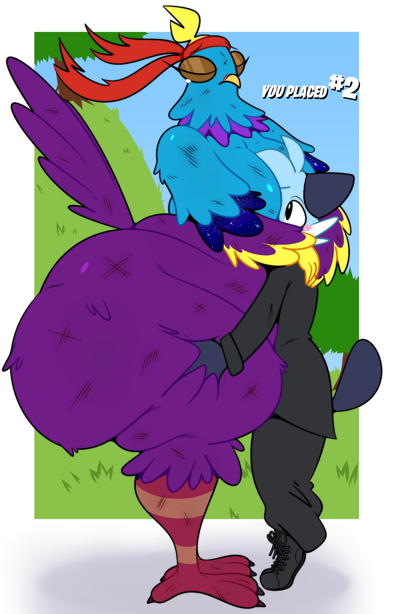 ass, avian, bandana, big ass, big breasts, breasts, bubble ass, bubble butt, budge (fortnite), cleavage, crossgender, dewott, ekkokenight, ekkoroya, epic games, female, fortnite, furry, genderswap, generation 5 pokemon, huge ass, huge breasts, hugging, pokemon, pokemon (species), sad, size difference, tagme, text, thick thighs, wide hips