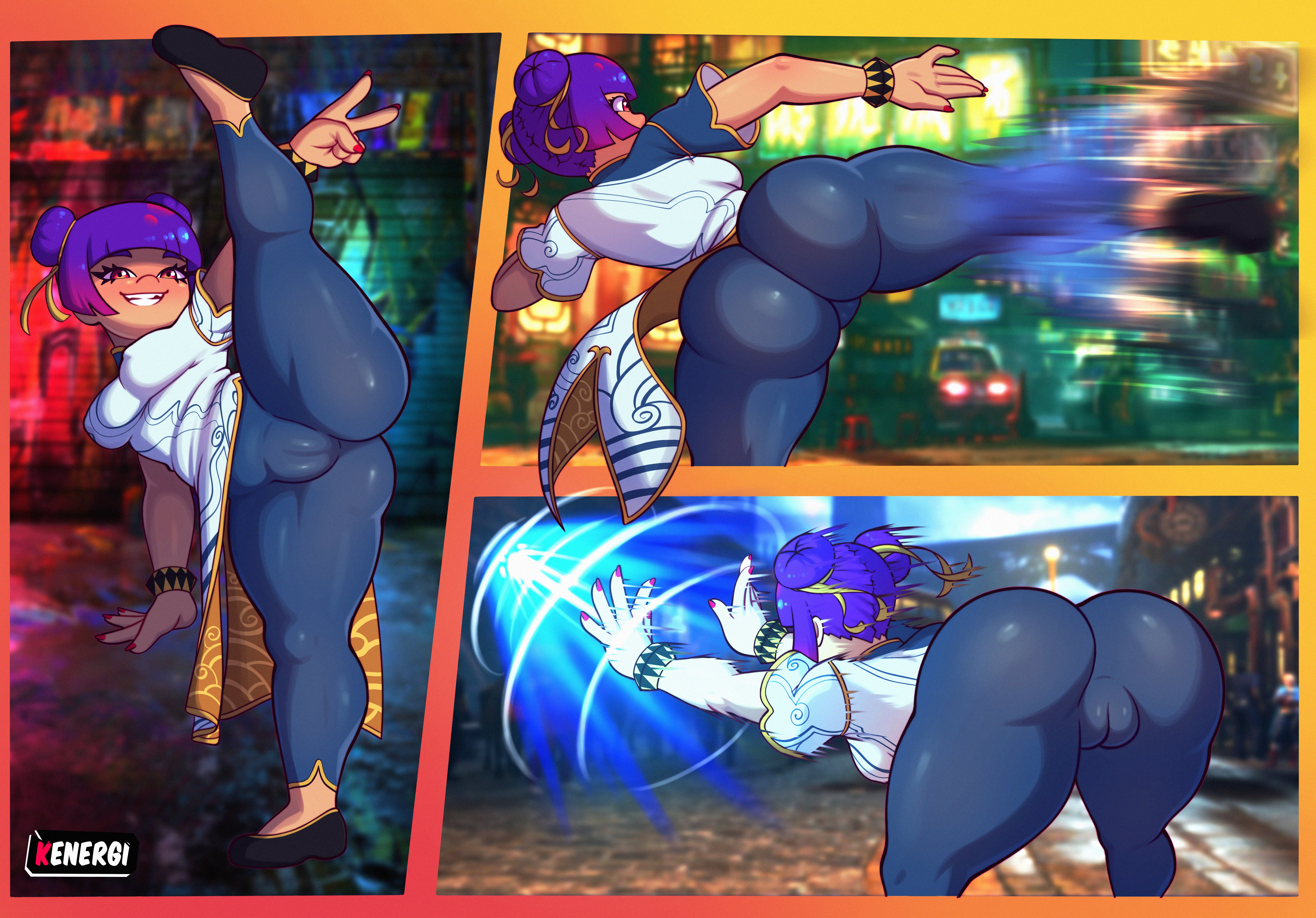 1girls, ass, ass focus, big ass, breasts, capcom, chinese clothes, chun-li, cosplay, female, female only, glitch techs, kenergi, kicking, kikoken, medium breasts, miko kubota, purple hair, pussy, street fighter, tagme, thick ass, thick thighs, thighhighs, thighs