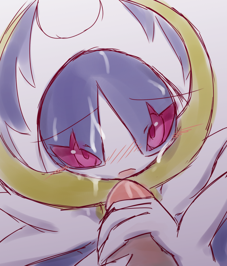 1boy ambiguous_gender bat blush cum cum_on_face disembodied_penis duo edit hand_on_penis human humanoid_penis interspecies legendary_pokemon looking_at_viewer lunala male nintendo nude open_mouth oral penis pokemon pokemon_sm solo_focus uncensored video_games カセウス