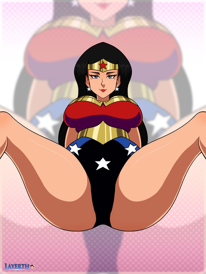 1girls artist_name black_hair blue_eyes boots_removed dc dc_comics diana_prince female female_only fully_clothed huge_breasts layerth lipstick long_black_hair long_hair looking_at_viewer solo spread_legs star_earrings thick_thighs tiara underboob wonder_woman wonder_woman_(series)