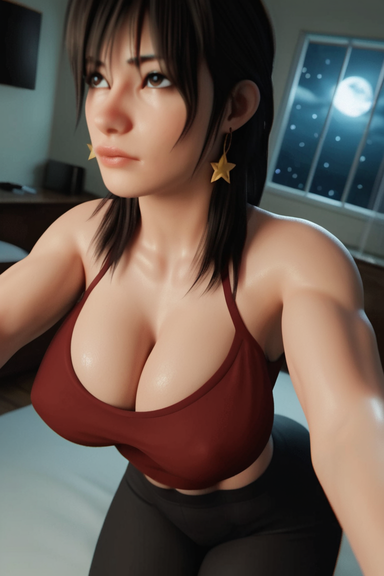 3d 3d_(artwork) abs ai ai_generated bangs big_ass big_booty big_breasts black_hair busty cleavage emo female goth long_hair muscular_female oc original_character pale_skin radnsad solo solo_female solo_focus tensor tensor.art tensor_art thick_thighs uno(oc) uno(oc) white_skin