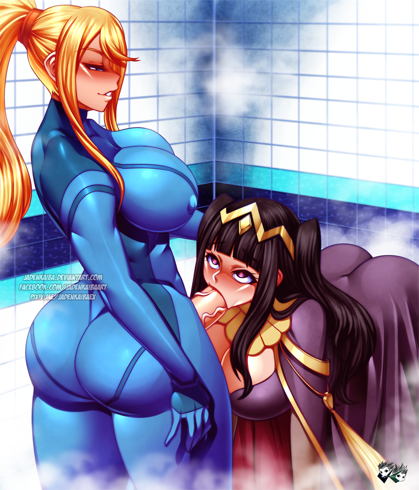 1futa 1girls all_fours alternate_breast_size ass bangs black_hair black_hair_bottom blonde_hair blonde_hair_on_black_hair blonde_hair_top blue_eyes blunt_bangs blush bodysuit breasts bubble_butt cape circlet cleavage cleavage_cutout covered_nipples crossover defeated domination dommy_mommy fellatio female fire_emblem fire_emblem_awakening futa_on_female futadom futanari gold grin half-closed_eyes heart-shaped_pupils hourglass_figure huge_ass huge_breasts intersex jadenkaiba jewelry large_breasts light_hair_on_dark_hair long_hair metroid mommy mommy_dom mommy_kink nintendo oral penis ponytail purple_eyes samus_aran sidelocks skin_tight smile smug steam submission_to_mommy submissive symbol-shaped_pupils tharja_(fire_emblem) thick_thighs tile two_side_up veins veiny_penis zero_suit zero_suit_samus