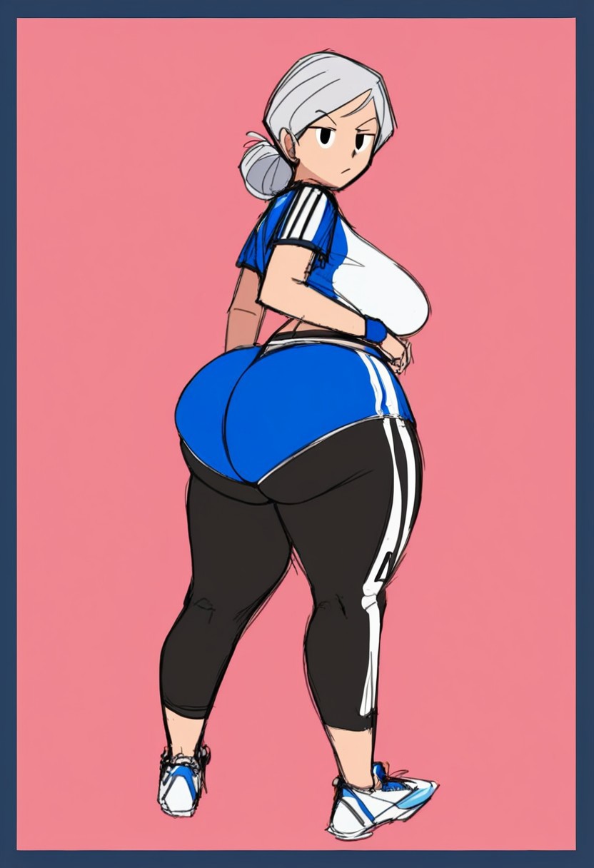 ai_generated big_ass female full_body grey_hair huge_ass soccer_uniform ssktch tagme