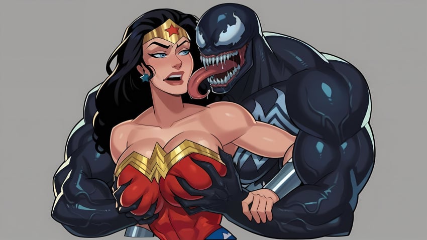 1boy 1boy1girl 1girls ai_generated anti_heroine avengers big_breasts black_hair blue_eyes couple curvaceous curvaceous_body curves curvy curvy_body curvy_female curvy_figure dc dc_comics diana_prince female hourglass_figure kissing light-skinned_female light_skin male male/female man marvel marvel_comics monster romance spider-man_(series) straight superheroine symbiote venom venom_(marvel) villain voluptuous voluptuous_female woman wonder_woman wonder_woman_(justice_league) wonder_woman_(series)