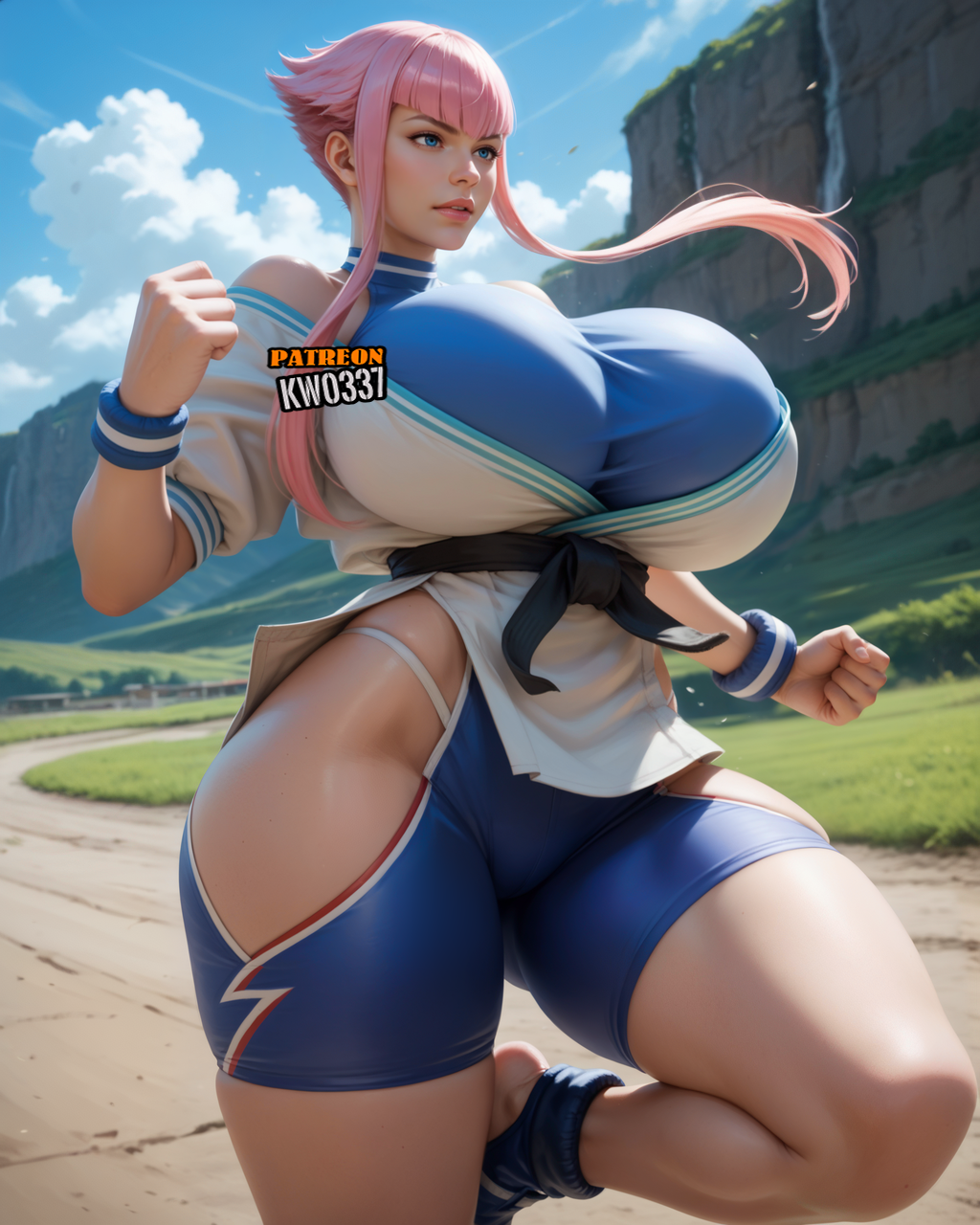 1girls ai_generated big_breasts bimbo blue_eyes dat_ass dumptruck_ass female_only hourglass_figure huge_breasts kw0337 manon_legrand pink_hair solo solo_female street_fighter thick_thighs venus_body voluptuous voluptuous_female white_female wide_hips