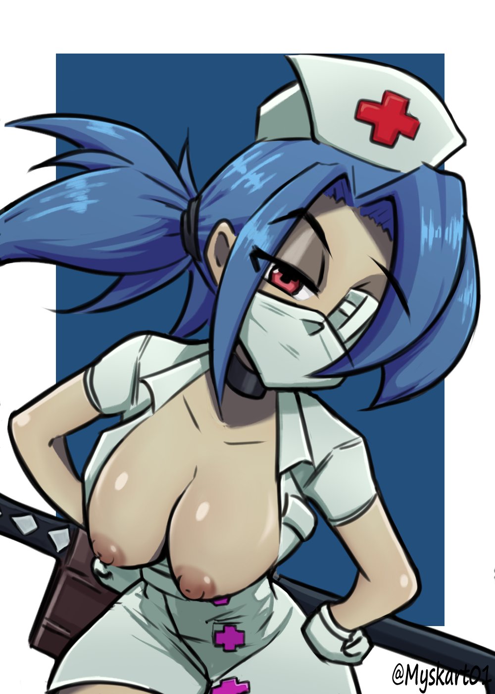 1girls big_breasts breasts female_focus female_only myskart nipples skullgirls valentine_(skullgirls)