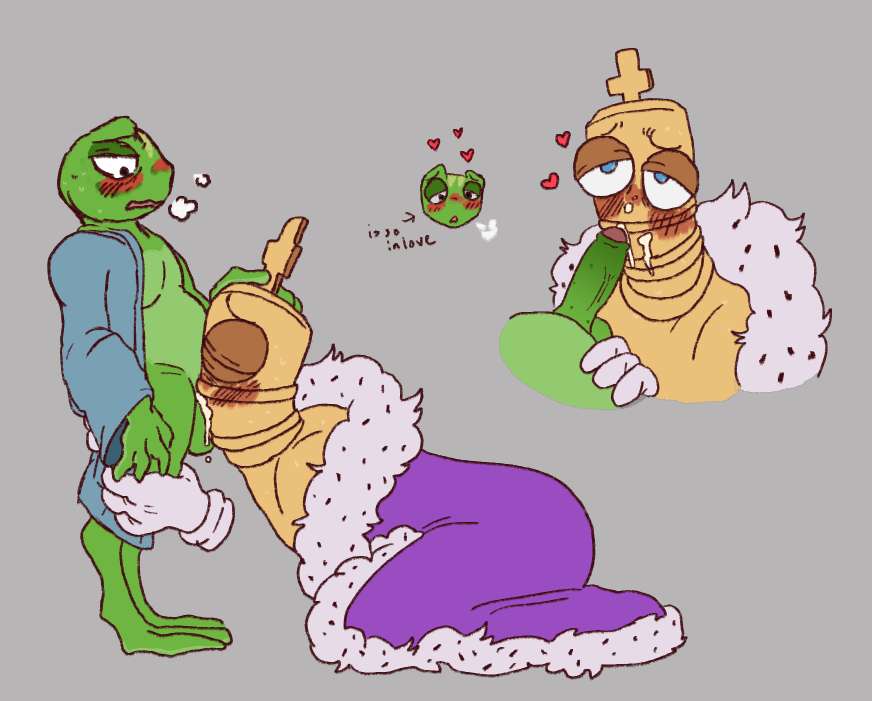 blowjob cum cum_in_mouth cum_on_face frog gay gay_sex kinger_(the_amazing_digital_circus) no_mouth oc oc_x_canon original_character sucking_off tadc the_amazing_digital_circus