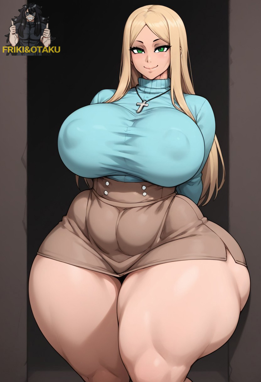 ai_generated blonde_hair blue_eyes catholic crucifix fat_ass friki8otaku huge_breasts ilustradi kunaboto_(style) thick_thighs