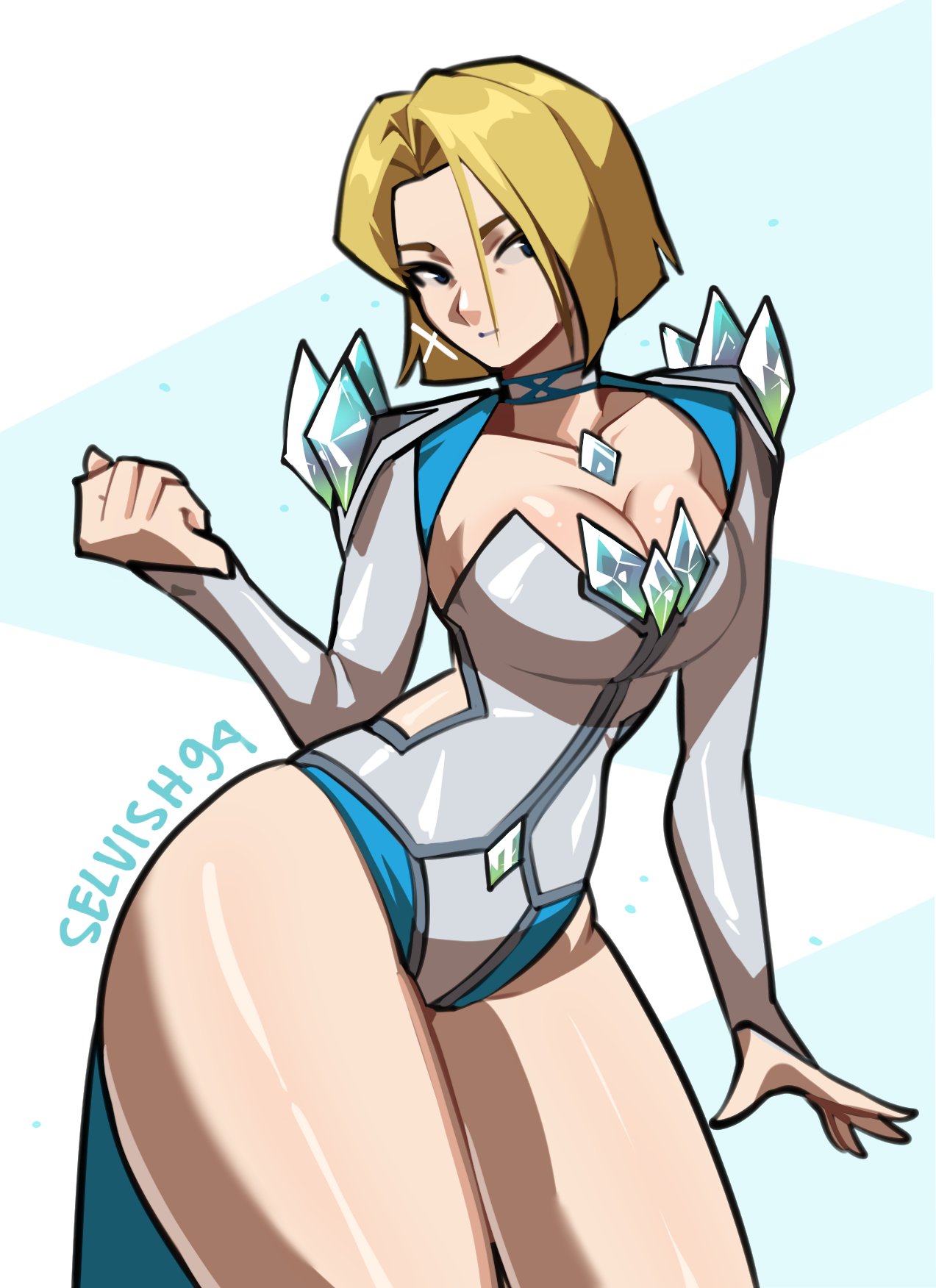1girls, blonde female, bob cut, breasts, emma frost, emma frost (marvel rivals), female, female focus, female only, hi res, large breasts, light skin, light-skinned female, looking at viewer, marvel, marvel comics, marvel rivals, selvish94, solo, thick thighs, thighs, wide hips