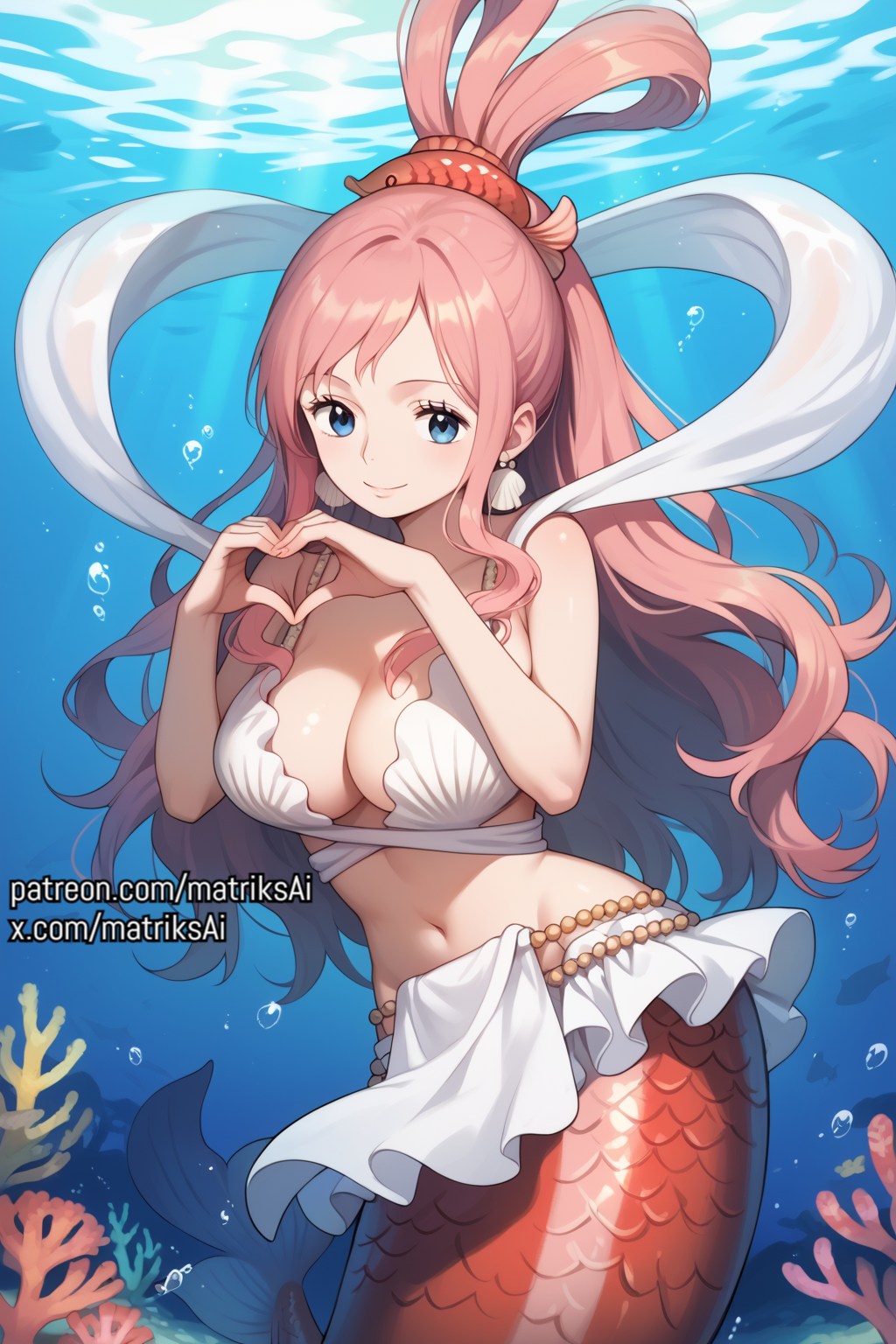 ai_generated big_breasts breasts breasts cleavage female giant_breasts gigantic_breasts huge_breasts large_breasts mermaid mermaid_tail one_piece seductive shirahoshi solo