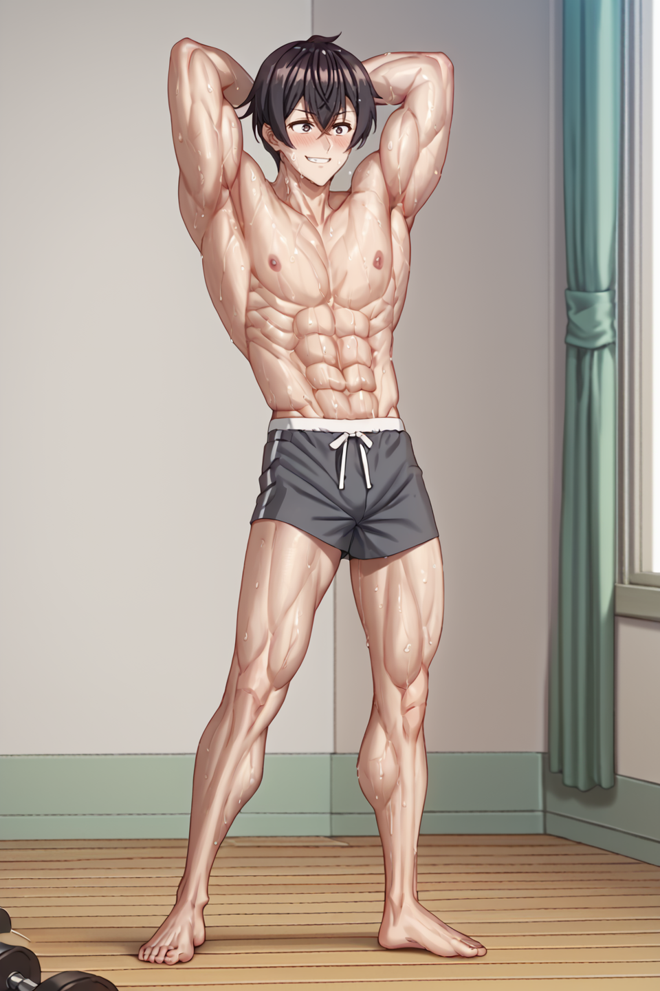 1boy abs ai_generated alya_ros biceps black_eyes blush brown_hair flex flexing flexing_arms flexing_bicep flexing_both_biceps flexing_muscles gym kuze_masachika male male_focus male_only muscle muscle_vein muscles muscular muscular_arms muscular_body muscular_male muscular_thighs nipples pose posing roshidere seductive seductive_look shirtless short_hair six_pack solo solo_focus standing stretching sweat sweating sweaty teenager thighs tokidoki_bosotto_russian_de_dereru_tonari_no_alya-san torri1 uncensored veins veiny veiny_abs veiny_biceps veiny_muscles