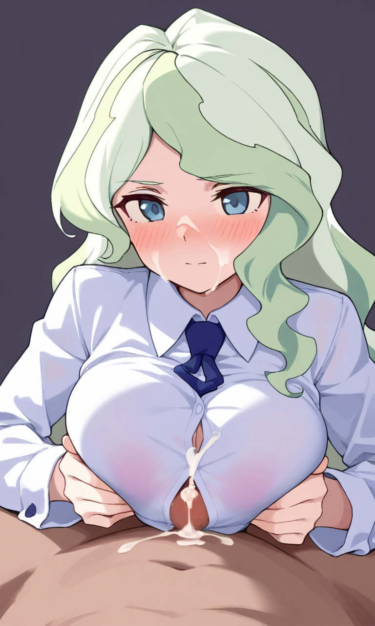 ai_generated blush boobjob cum cum_on_face diana_cavendish little_witch_academia school_uniform