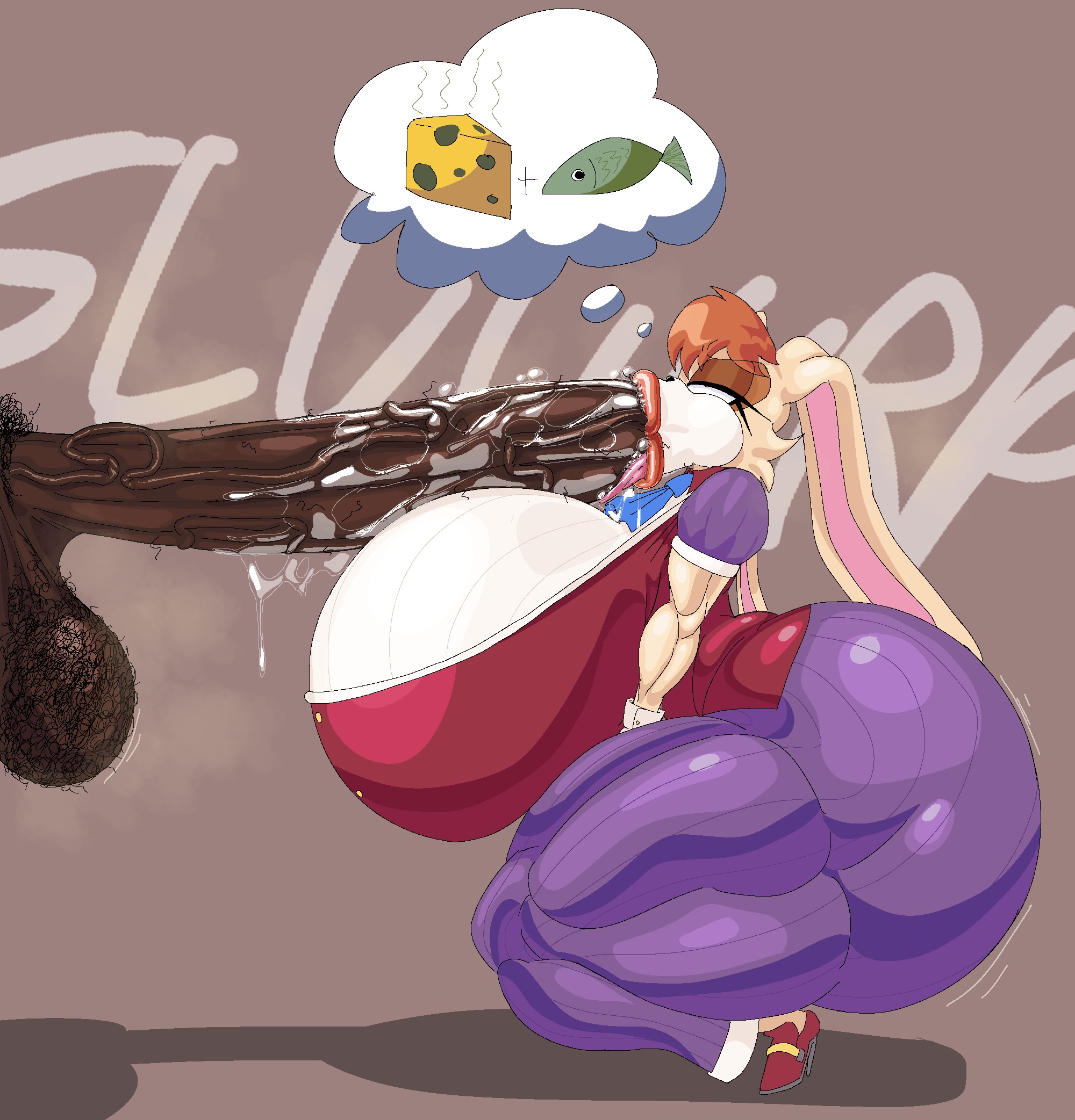 anthro, ass, balls, big ass, big breasts, big lips, big penis, blazecat6, breasts, crouching, dark-skinned male, dick sucking lips, female, hairy balls, huge ass, huge breasts, hyper, hyper ass, hyper balls, hyper breasts, hyper genitalia, hyper penis, lagomorph, large ass, large breasts, male, milf, oral, penis, rabbit, slurp, smelly cock, sonic (series), squatting, stink fumes, sucking penis, vanilla the rabbit, varix (edit)