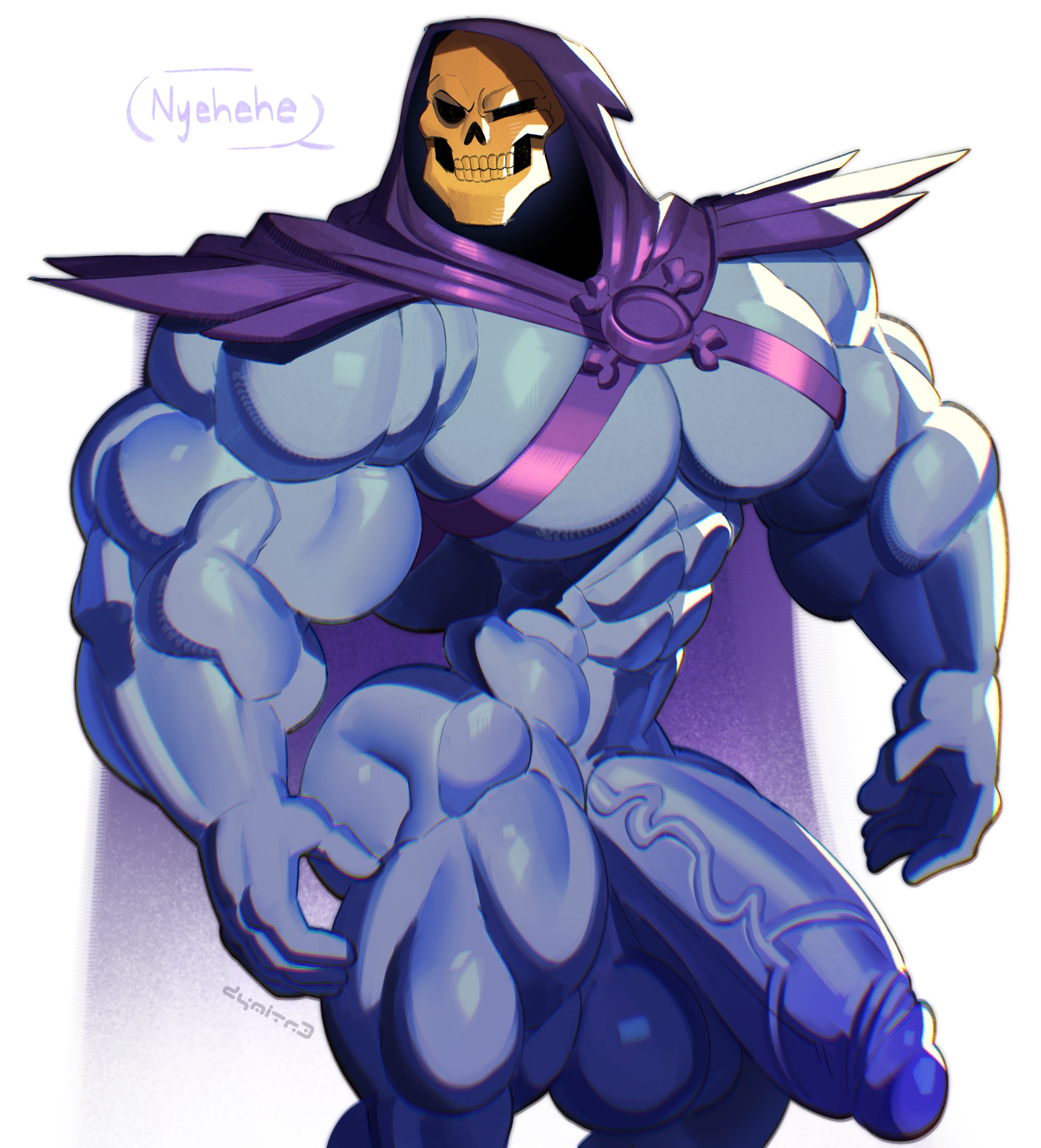 2026, ass, balls, bara, cock, dymitr3, exaggerated anatomy, exaggerated proportions, huge balls, huge biceps, huge cock, hyper penis, male, male focus, male only, muscular, muscular male, penis, skeletor, skull, skull head, thick thighs