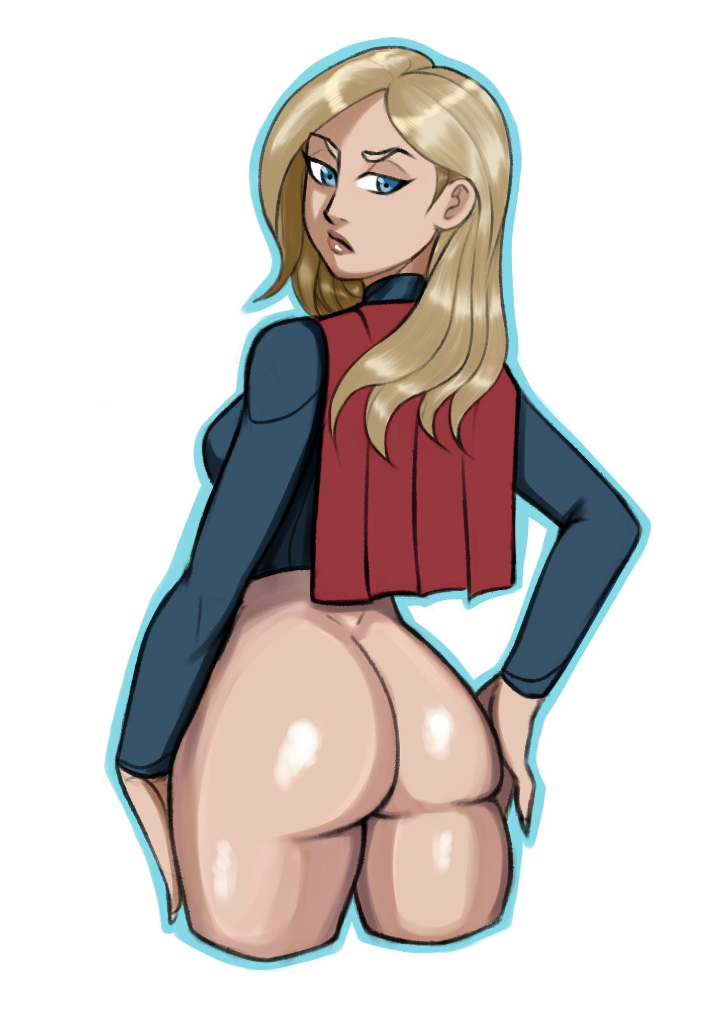 2d, bottomless, dc, dc comics, female, female focus, female only, frank draws, rear view, supergirl, superman (series), tagme