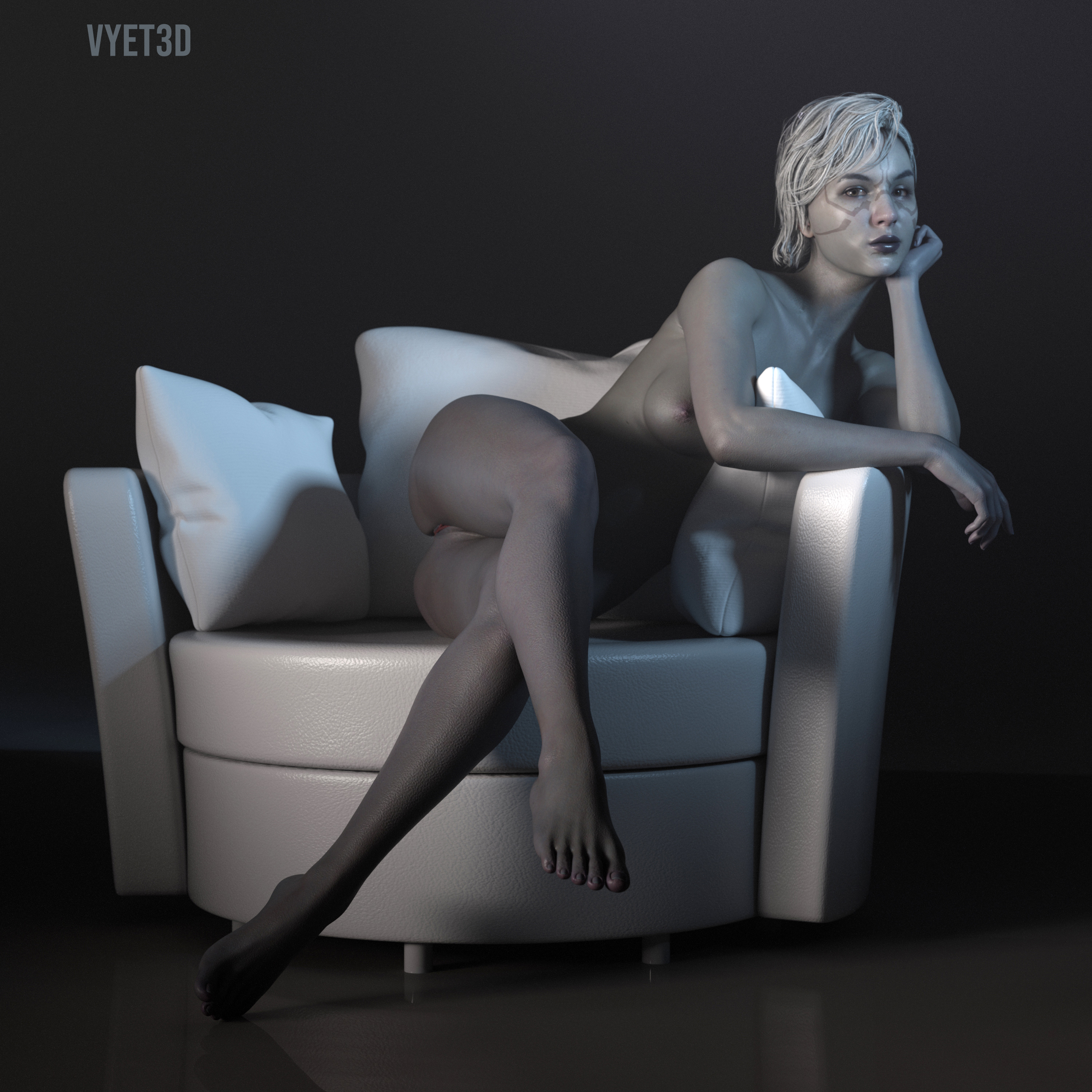 1girls, 3d, breasts, female, female only, grey skin, merrin, nipples, solo, star wars, vyet3d, white hair