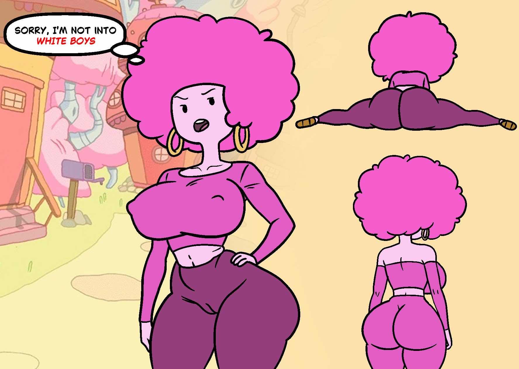 1girls, adventure time, afro, artist request, ass, blackmorty (artist), cartoon network, curvy, female, huge ass, pink skin, princess bubblegum, tagme
