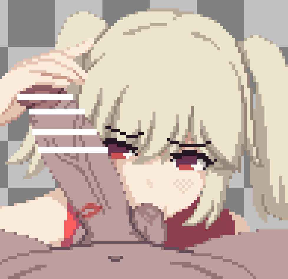 big penis, burnice white, censor bar, censored, dark-skinned male, female, male, penis, pixel art, seiko093, short hair, yellow hair, zenless zone zero