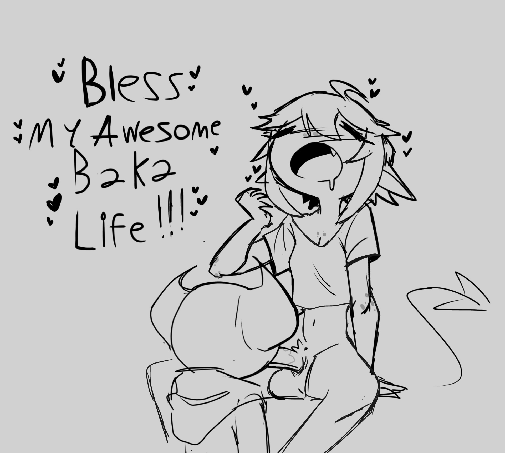 artist sona, breasts, demon tail, fellatio, female, freckles, futa on male, futanari, horns, imp, intersex, kinky rat, male, male sucking futa, original character, pointy ears, pubic hair, self upload, shitpost, short hair, small breasts