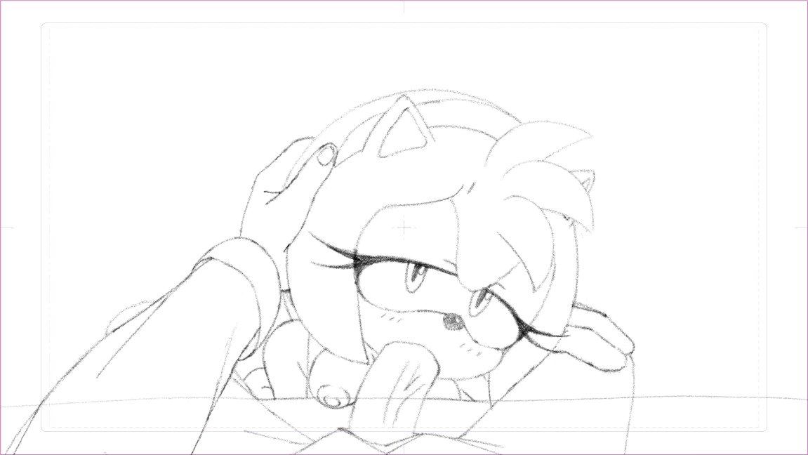 34frames, amy rose, anthro, fellatio, furry, human, size difference, sketch, sonic (series), sonic the hedgehog (series)