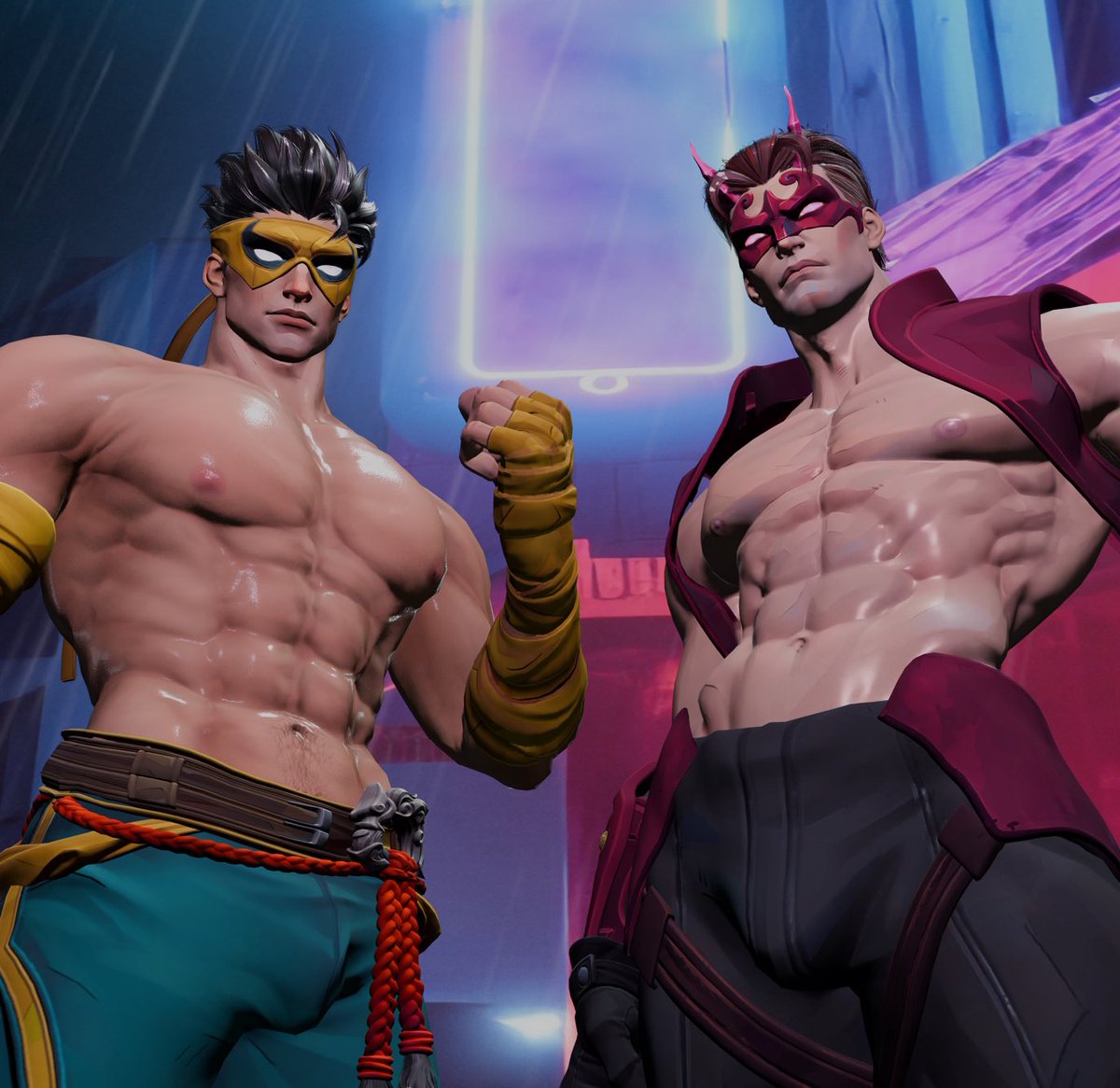 bara, daredevil, daredevil (marvel rivals), gay, haviksluz, iron fist, iron fist (marvel rivals), lin lie, male, male only, marvel, marvel comics, marvel rivals, muscular, muscular male, yaoi