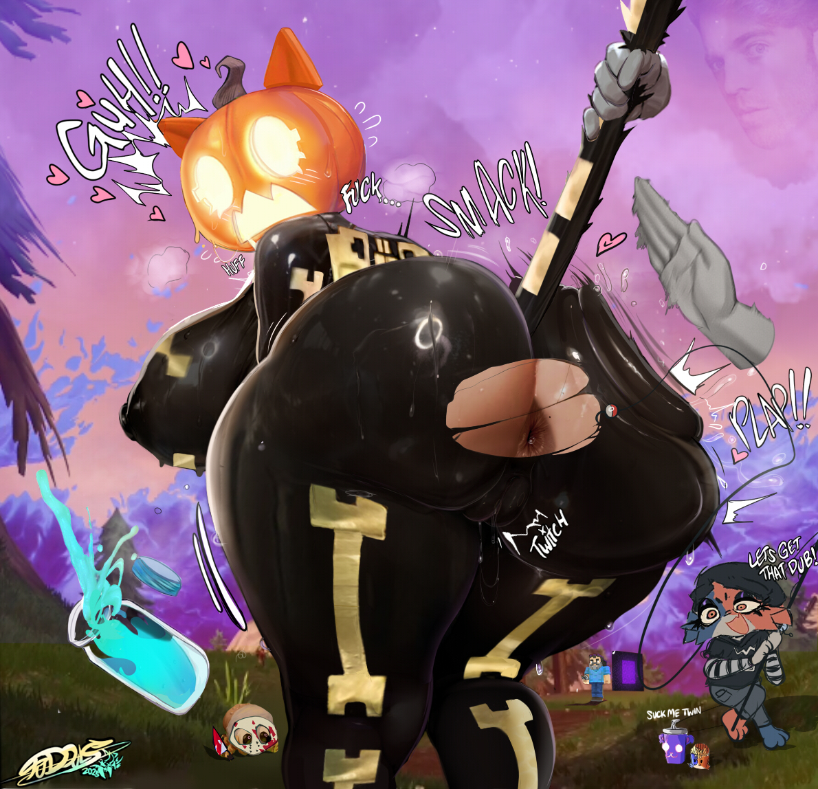 1boy, 1girls, a minecraft movie, anal access, anal only, anal only bodysuit, anal only pants, anus, anus focus, anus only, big breasts, bodysuit, booty, breasts, bugsnax, bunger, fat ass, female, fortnite, huge ass, huge breasts, jack black, latex, male, meme, meow skulls (fortnite), meowskulls, minecraft, mojang, pussy, pussy juice drip, raven team leader, ripped clothing, see-through, shane dawson, spanking, spice (fortnite), steve (a minecraft movie), sweat, sweaty butt, thick thighs, tudduls, young horses